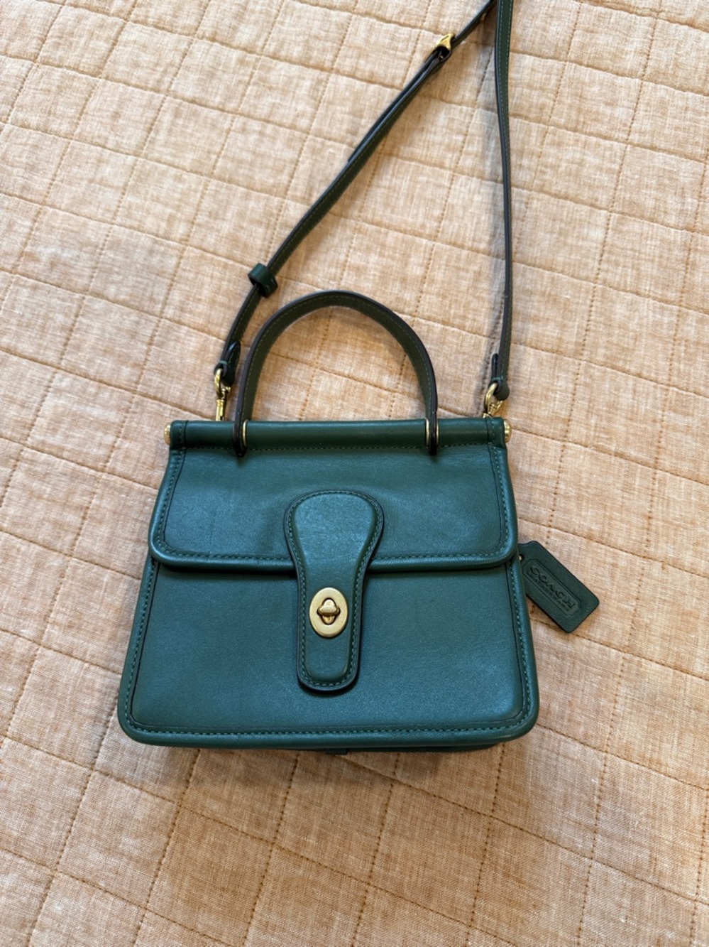 Coach Willis 18 Green Leather Top-Handle Crossbody Bag - Picture 2 of 6
